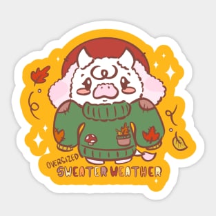 Cute Oversized Sweater Weather and Panko the Highland Cow Sticker